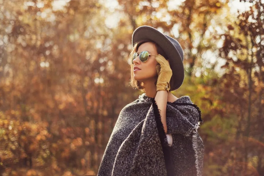 women's grey poncho