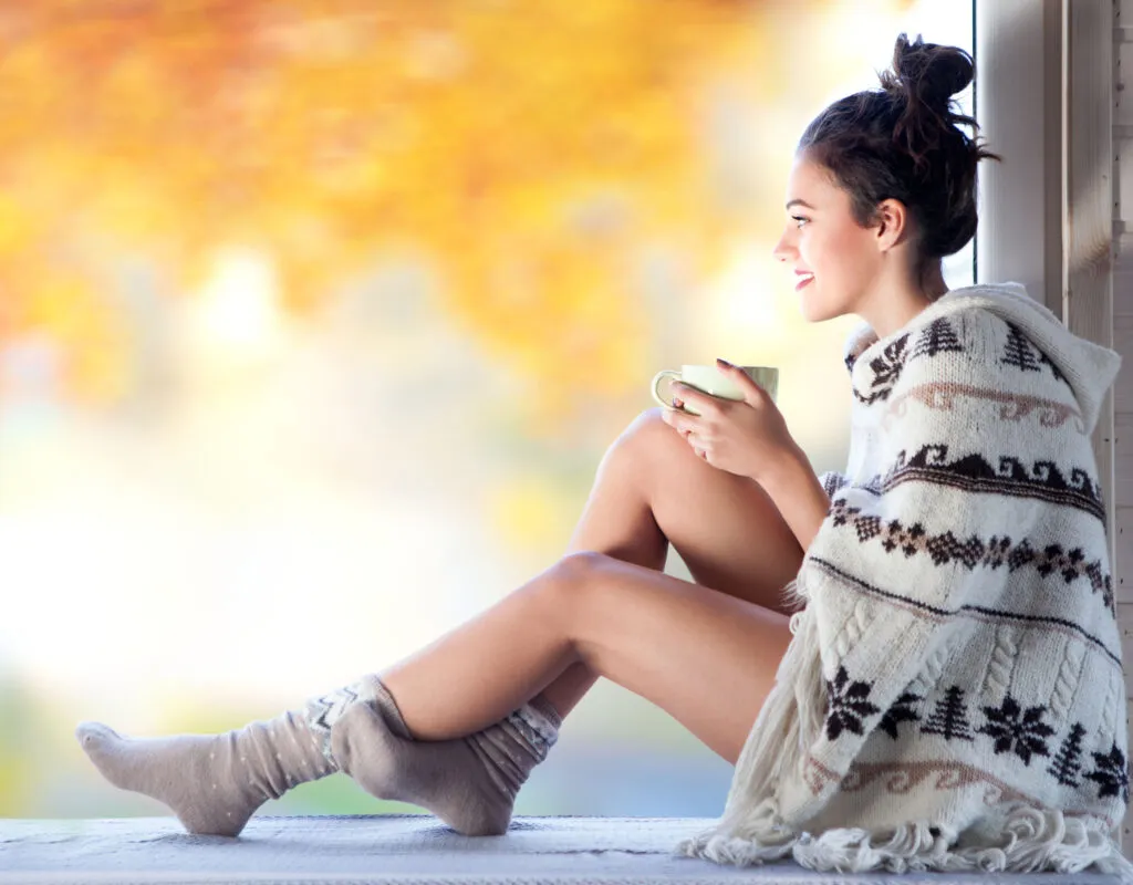 scaled women's fleece poncho