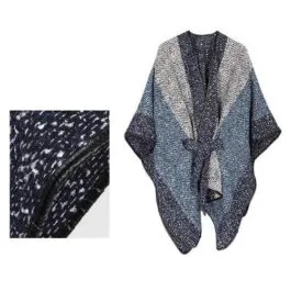 Women’s Cashmere Poncho with Wool Patterns