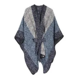 Women’s Cashmere Poncho with Wool Patterns