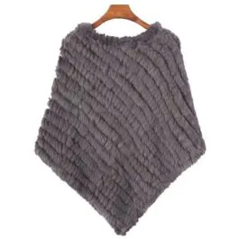 Women’s Striped Fur Poncho