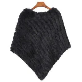 Women’s Striped Fur Poncho