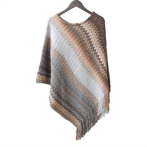 Women's Winter Striped Poncho
