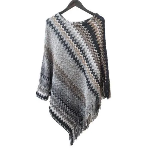 Women's Winter Striped Poncho