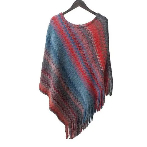 Women's Winter Striped Poncho