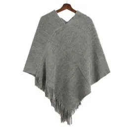 Women’s Wool Poncho with Fringe