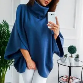 Women’s Plaid Stand-up Collar Poncho