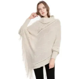 Women’s Fringe Turtleneck Poncho