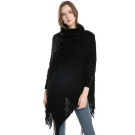 Women’s Fringe Turtleneck Poncho