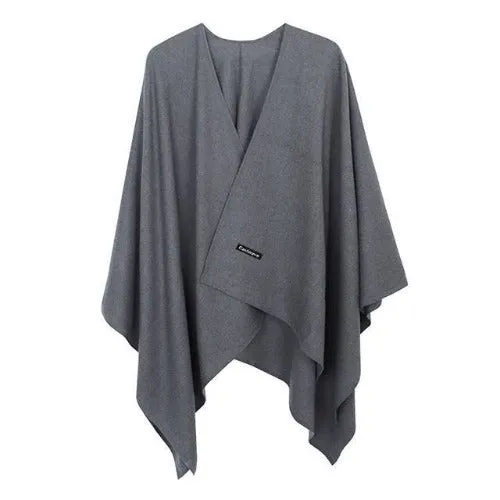 Women's Plain Cashmere Poncho