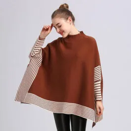 Women’s Cashmere Striped Poncho