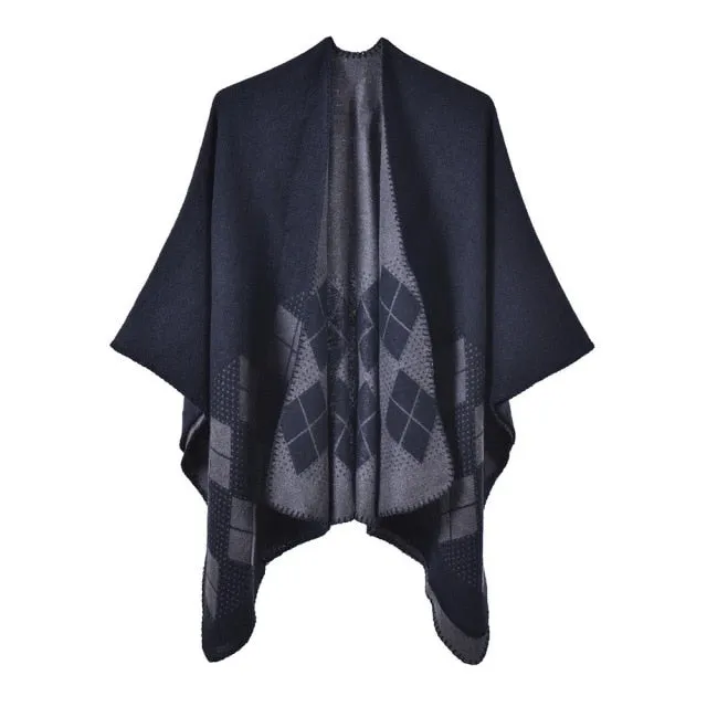 Women's Checked Cotton Poncho