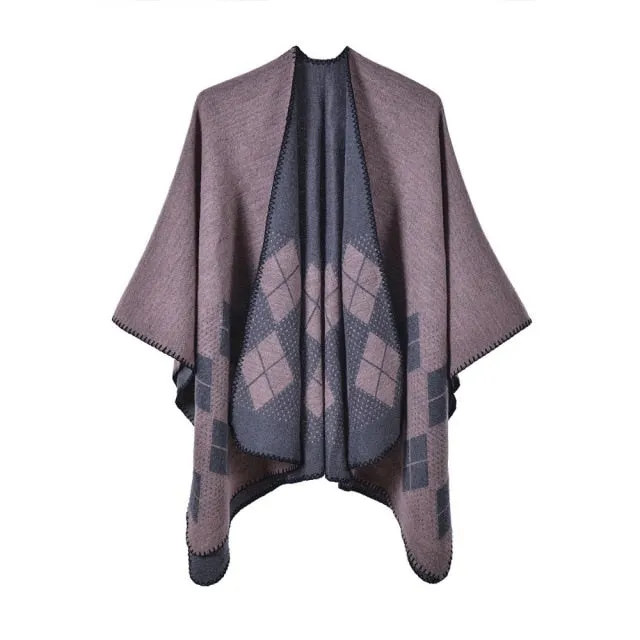 Women's Checked Cotton Poncho