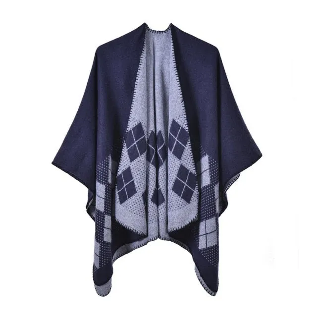 Women's Checked Cotton Poncho