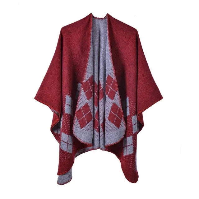 Women's Checked Cotton Poncho