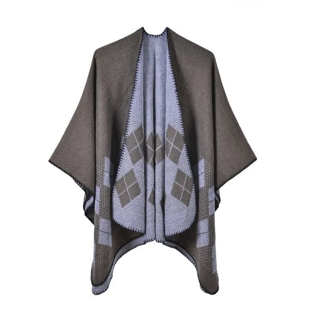 Women's Checked Cotton Poncho