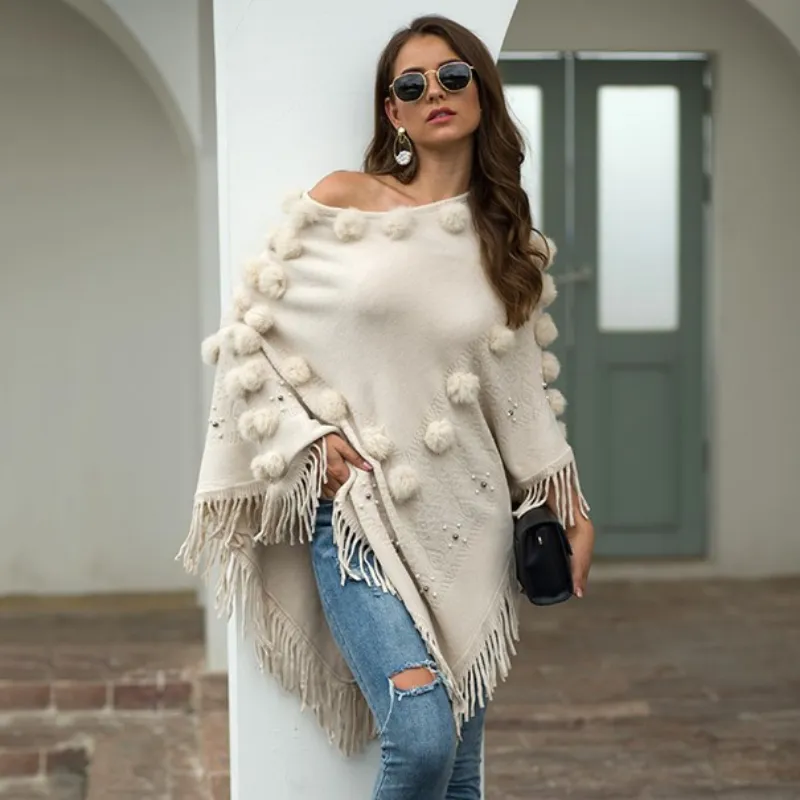 Poncho with Pompom