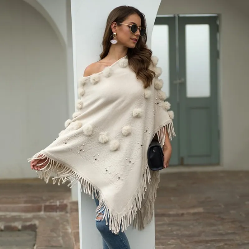 Poncho with Pompom