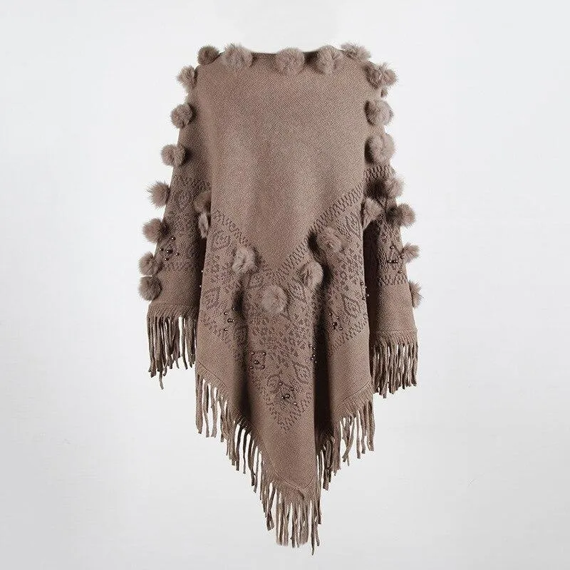 Poncho with Pompom