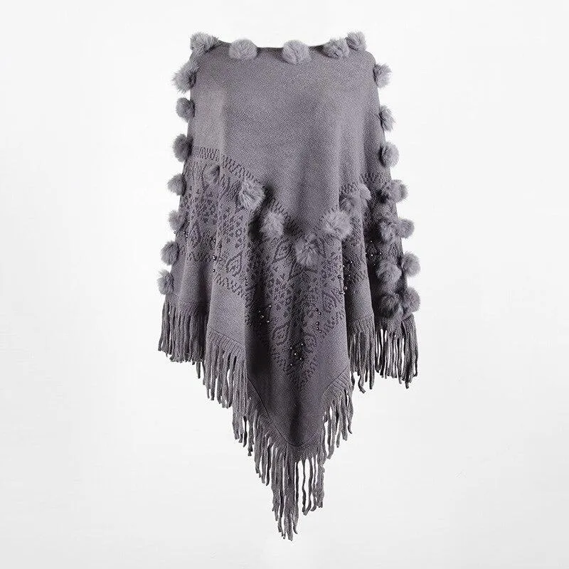 Poncho with Pompom