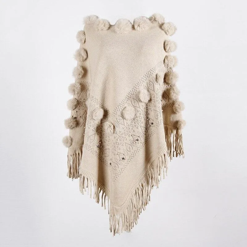 Poncho with Pompom