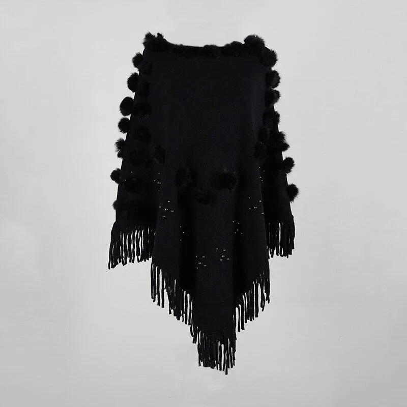 Poncho with Pompom