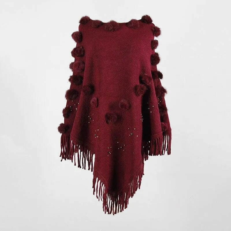 Poncho with Pompom