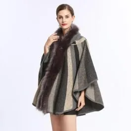 Women’s Poncho with Fur Hood