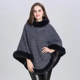 Women’s Poncho with Fur Collar