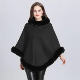 Women’s Poncho with Fur Collar