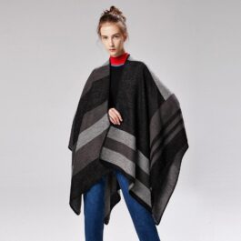 Women’s Gray & Black Poncho