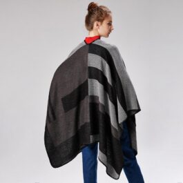 Women’s Gray & Black Poncho