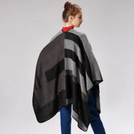 Women’s Gray & Black Poncho