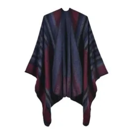 Diagonal Striped Poncho