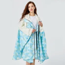 Beige & Blue Rain Poncho