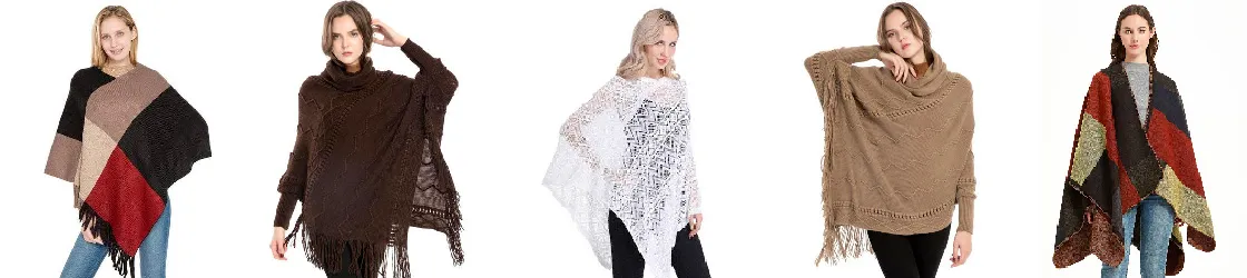 Women's ponchos in different styles and colours