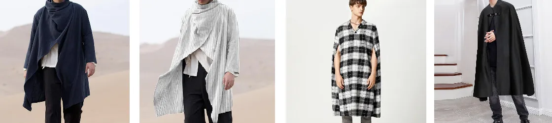 Men's ponchos in different styles and lengths