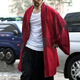Red Check Poncho Trench