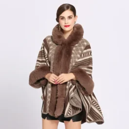 Brown Fur Poncho Coat