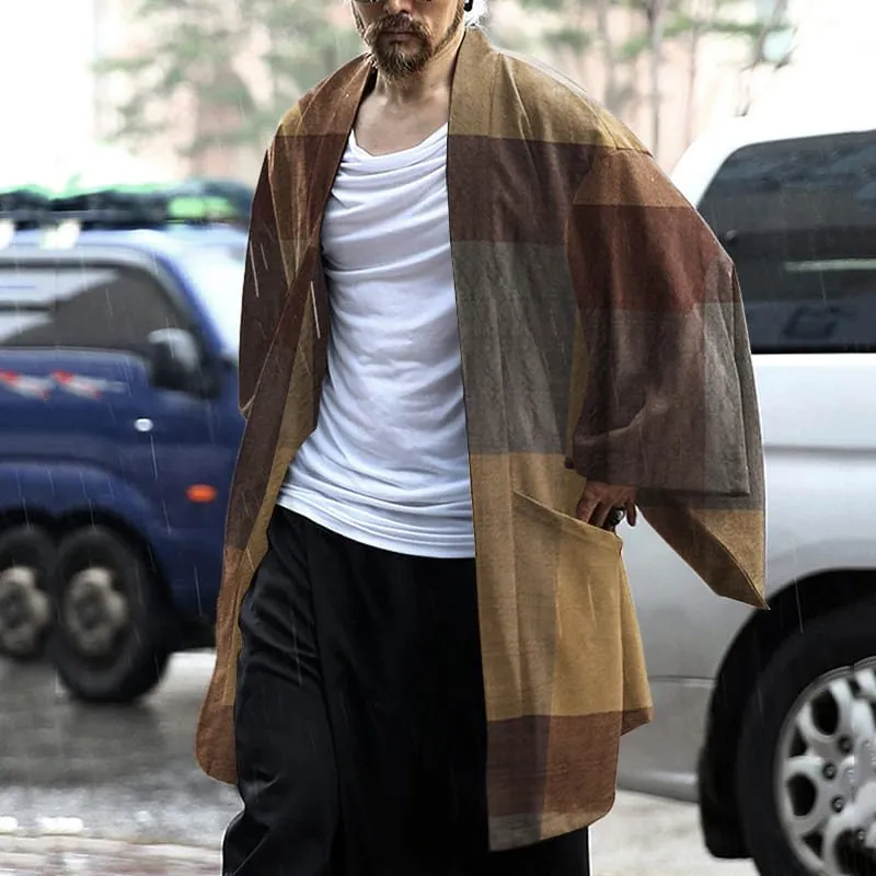 Men's Long Poncho Brown