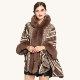 Brown Fur Poncho Coat