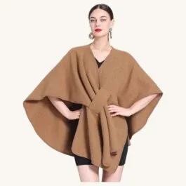 Brown Crossed Shawl Poncho