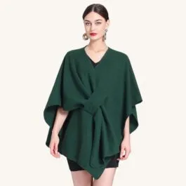 Green Crossed Shawl Poncho
