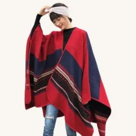 Blue and Red Women’s Poncho