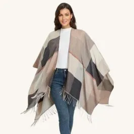 Women’s Beige Check Cape