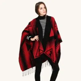 Red and Black Women’s Poncho