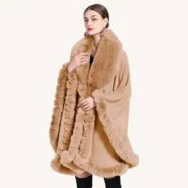 Brown Rabbit Fur Poncho