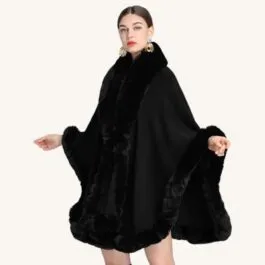Black Fur Poncho