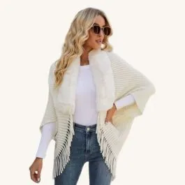 Fur Poncho with Fringes