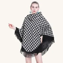 Black and White Checkered Poncho